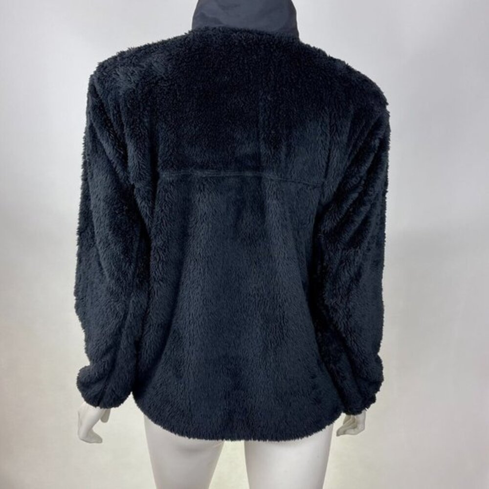 ZYIA Teddy 1/4 Zip Pocket Jacket Long Sleeve Lined Collar Pullover Black Women M - Picture 2 of 13